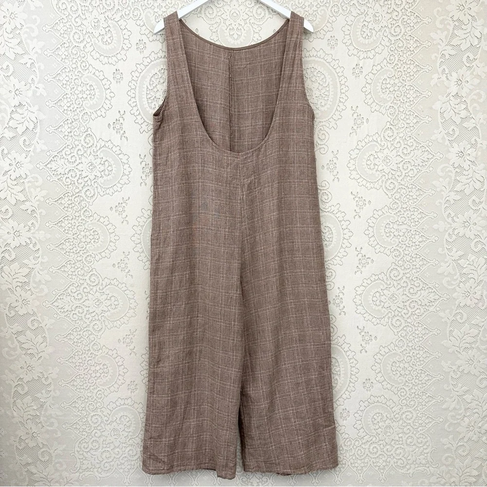 Reformation Cade Sleeveless Plaid Jumpsuit